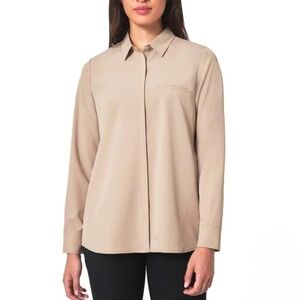 Modern Ambition Blouse Tan Travel Shirt Womens Size XXL NWOT Long Sleeved